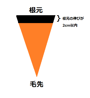 生えて来た地毛が2㎝以内の髪の毛のイラスト