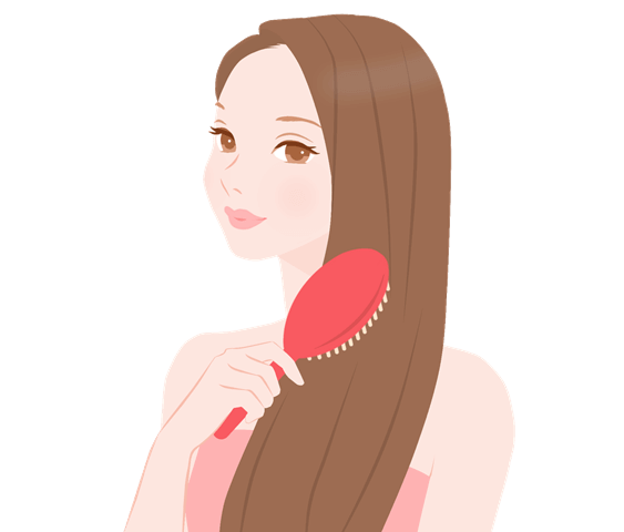 ブラシでとかす女性のイラスト
