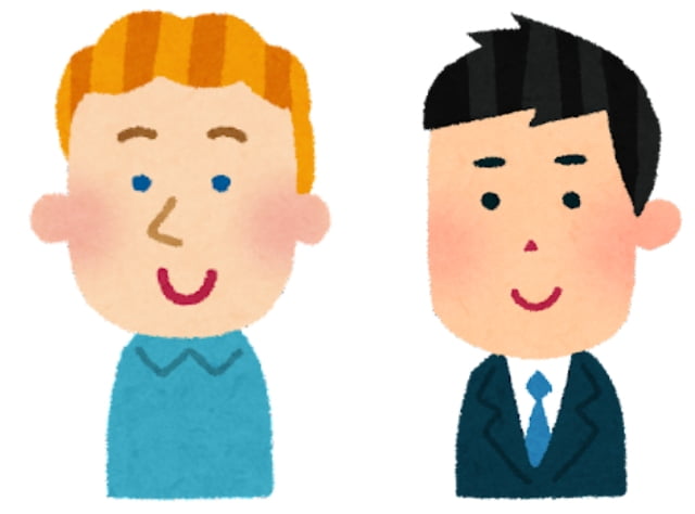 外国人の男性と日本人の男性のイラスト