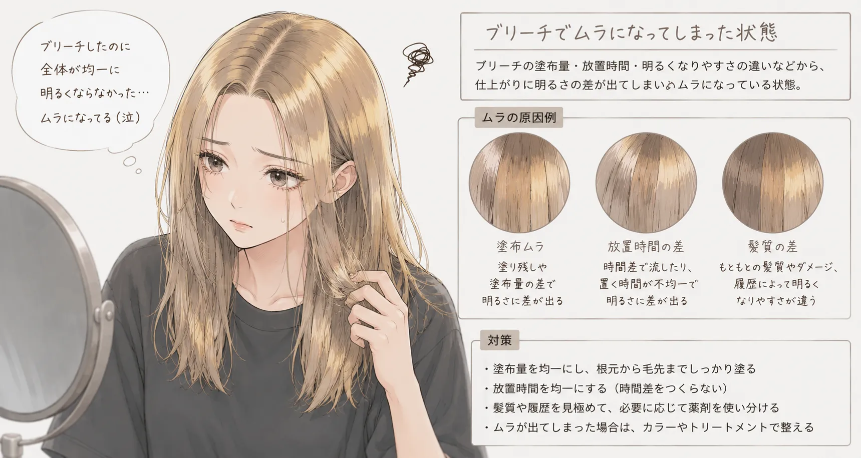 ブリーチでムラになってしまった女性の髪