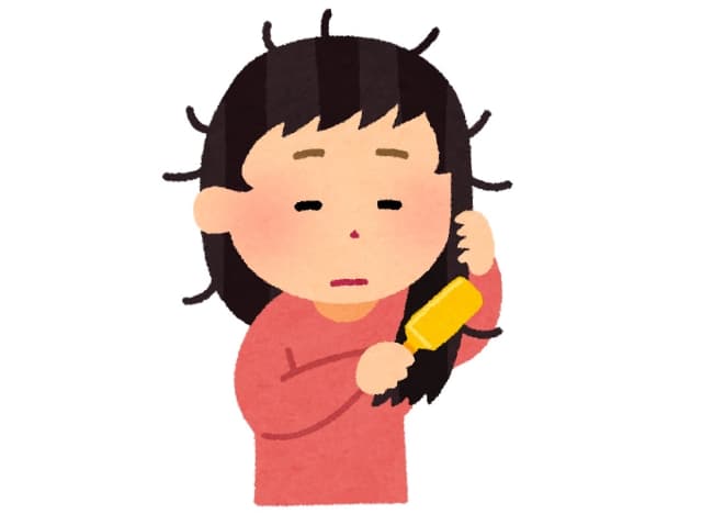 寝ぐせの女性