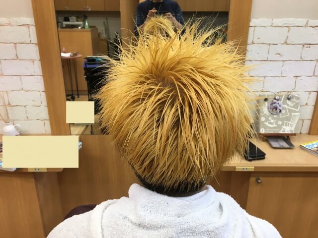 1回目ブリーチ終了の写真
