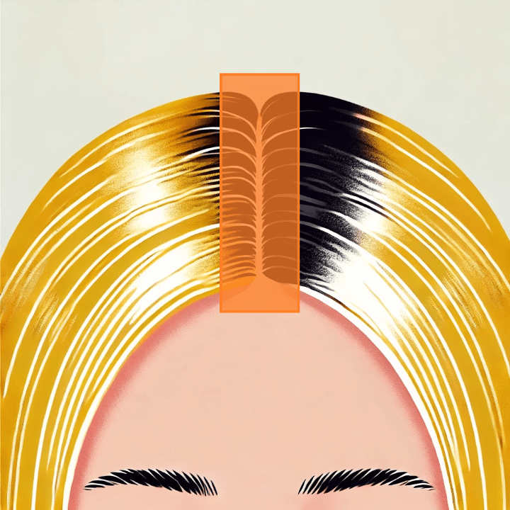 ヘアカラーリタッチ部分