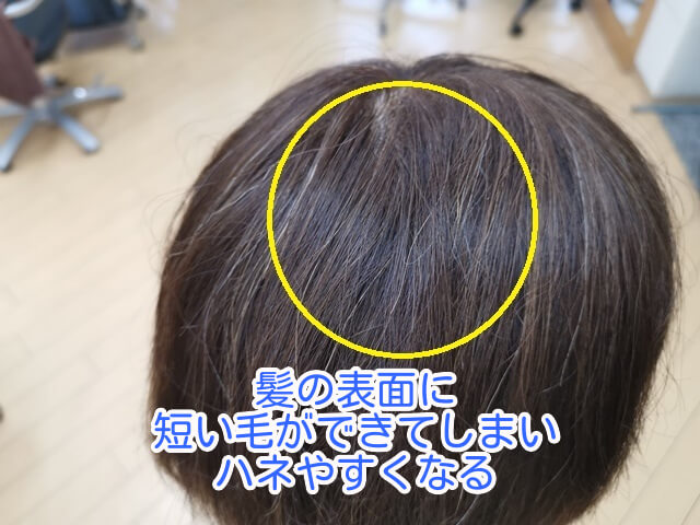 短い髪の毛ができてしまった写真