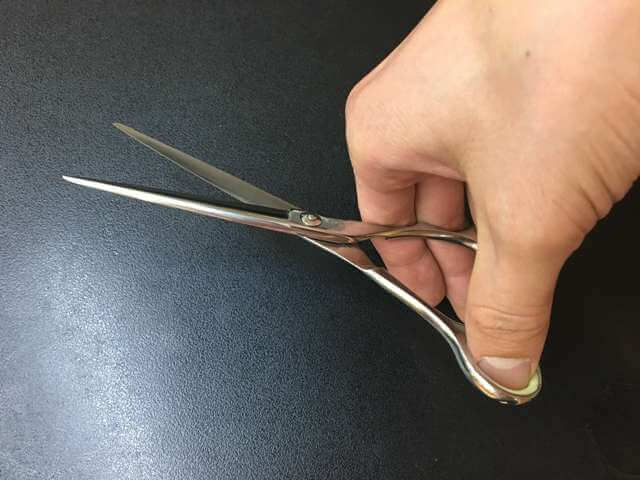 親指の力だけでハサミを開閉している写真