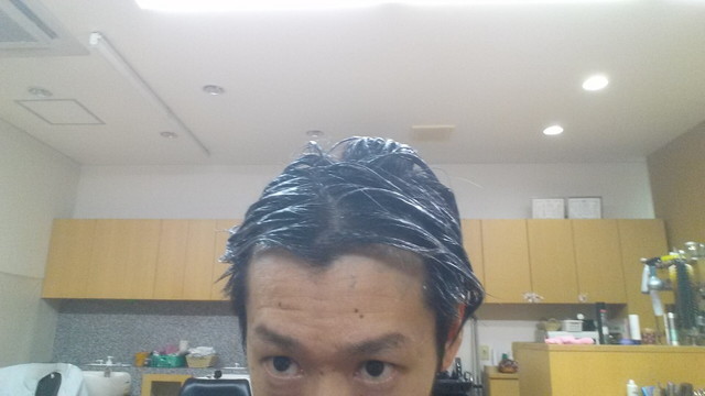 黒染めを塗った直後の写真