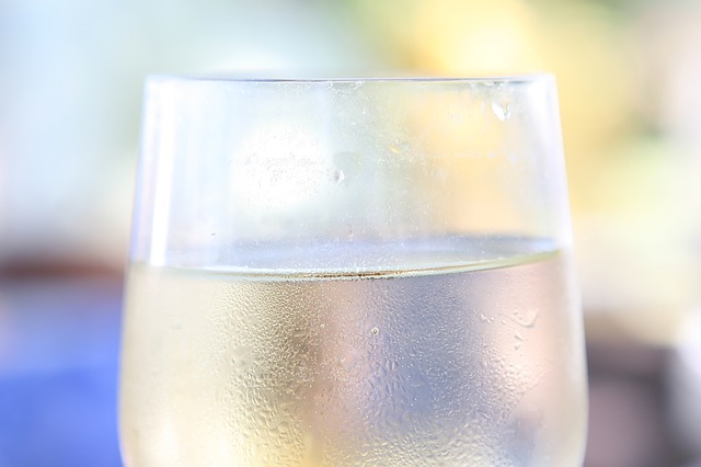グラスに入った炭酸水の写真
