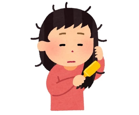 寝ぐせの女性