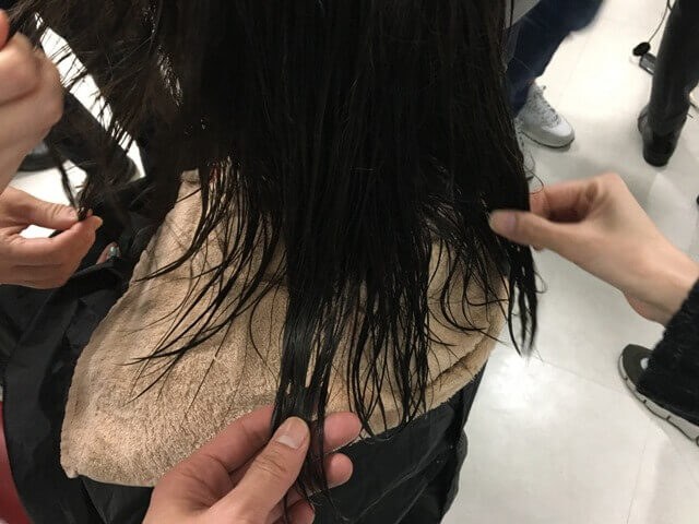 ionaカラー洗い後の質感の写真