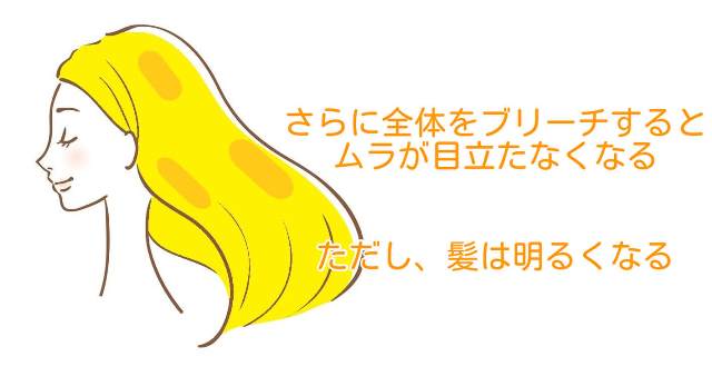 ブリーチムラをさらに明るくした髪