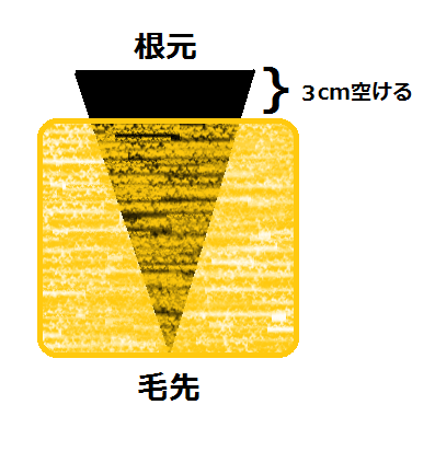 根元を3㎝空けてヘアカラーを塗るイラスト