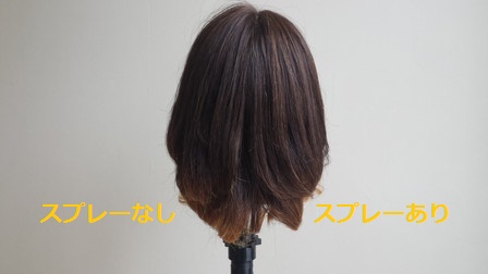 スプレーを付けた場所と付けていない場所の比較写真 後ろ