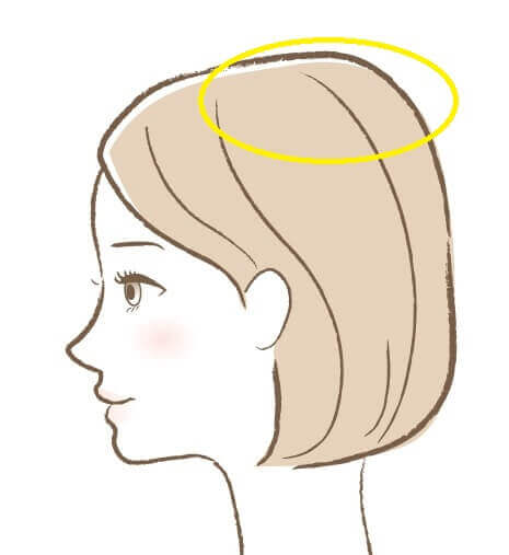 女性の頭トップ部分