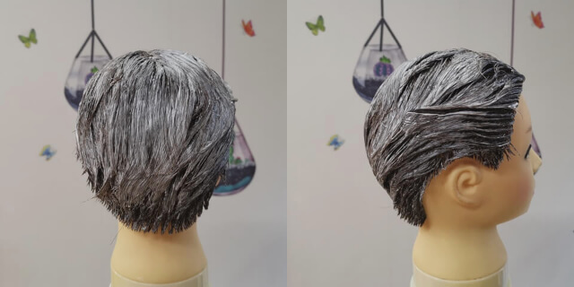 地肌近くまで全部ヘアカラーを塗った髪