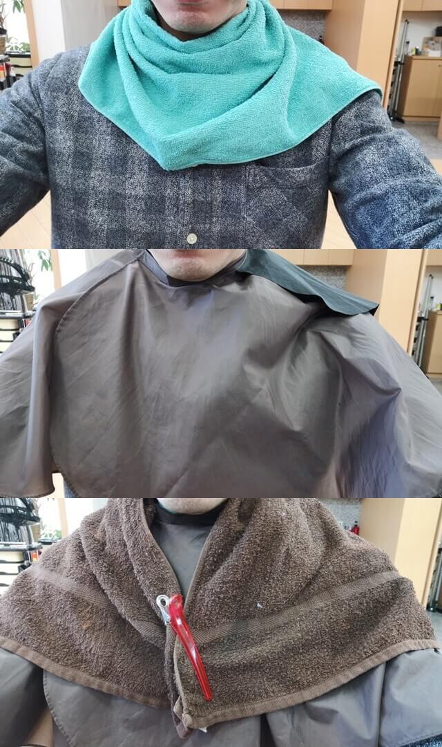 ヘアカラークロスの準備写真