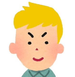 目が黒い男性が金髪