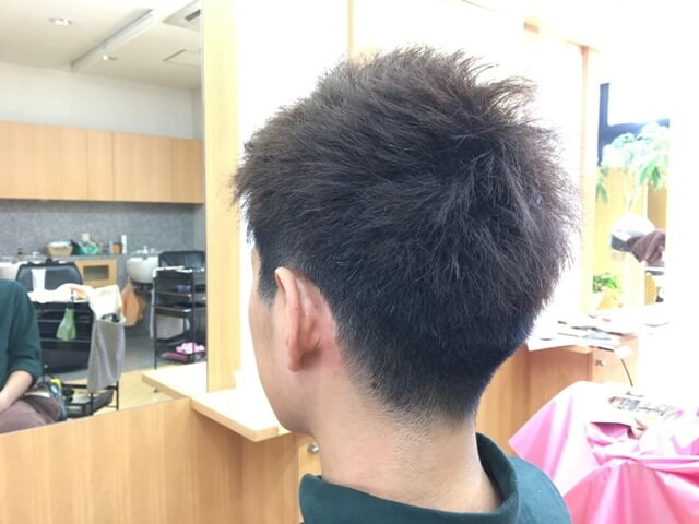 メンズアッシュカラーとカットスタイリング前の写真斜め後ろ