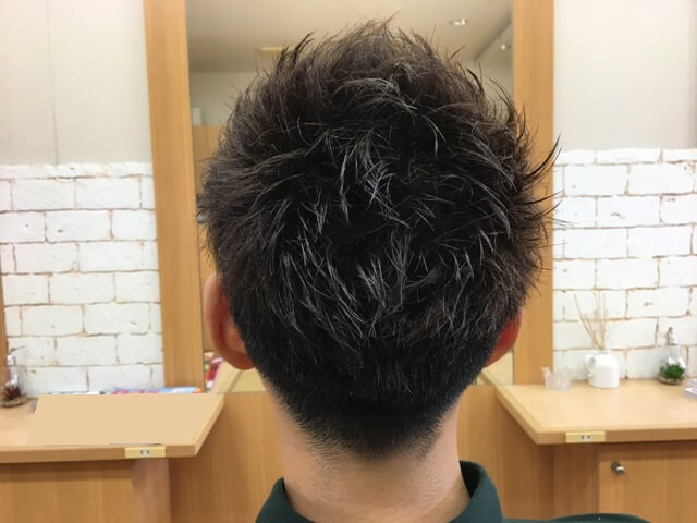 メンズアッシュカラーで染めた髪スタイリング後の写真バック
