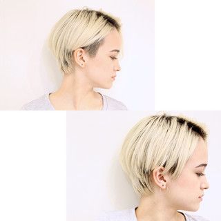 ツーブロックヘアの女性の写真