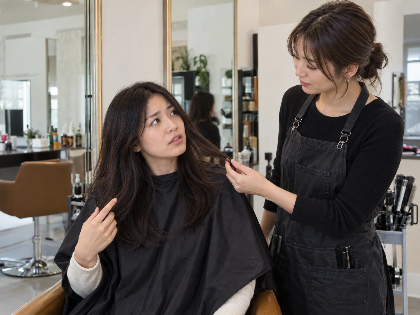 美容師に相談している女性