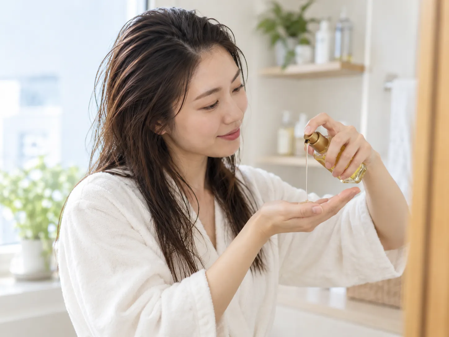 ヘアオイルを出している
