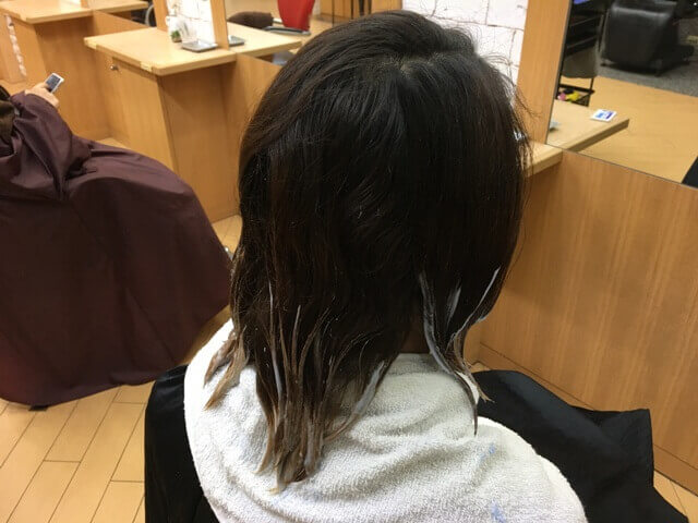 バレイヤージュ塗り終りの写真