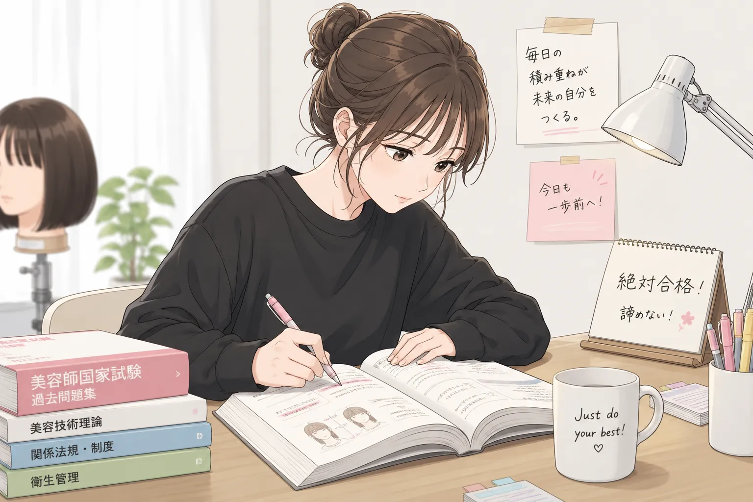 美容師試験を頑張る人