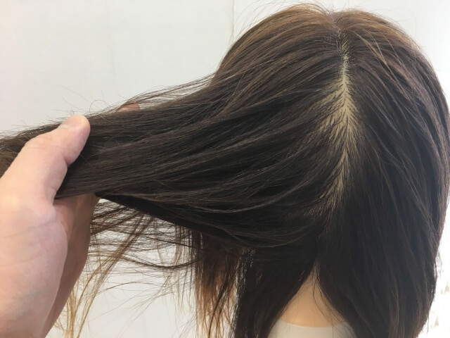 何もついていない髪の毛の指通りの写真