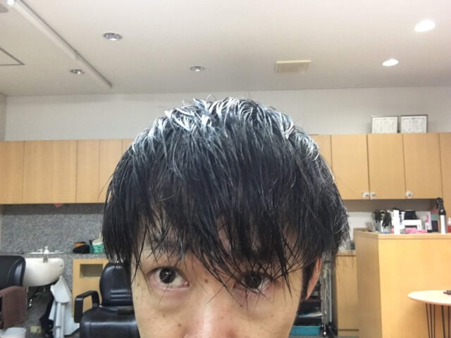 髪の毛を濡らした状態アップ