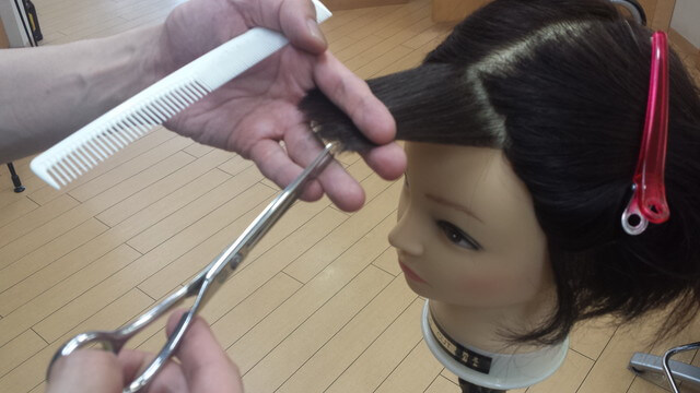 毛先を少しだけ切り直す写真