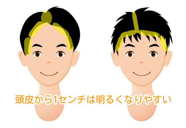 男性の髪の明るくなりやすい場所