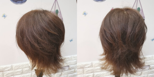 コテ巻きした後