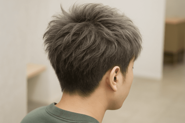 ブリーチした髪色の男性