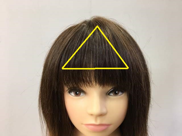 短い前髪の範囲の写真