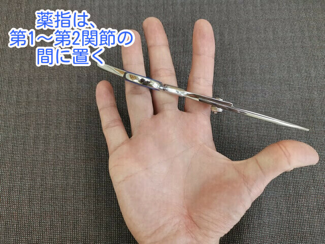散髪ハサミの正しい持ち方の写真
