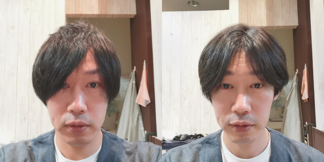 トランクスヘアに切る前と切った後正面