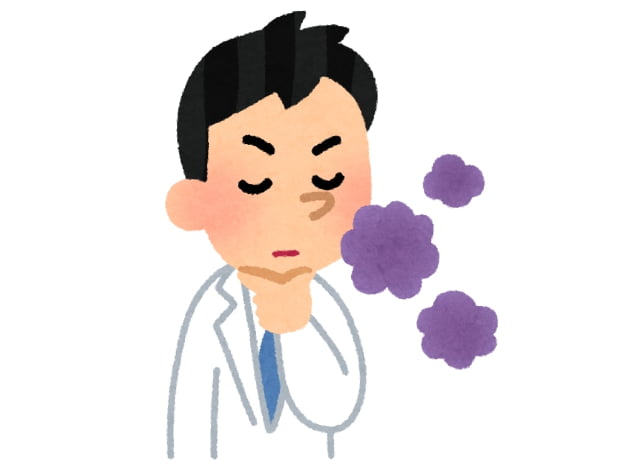 臭いを嗅いでいる人のイラスト