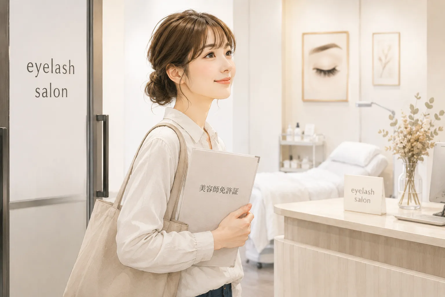 まつ毛サロンに就職する女性