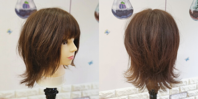 ヘアセットしてあるウルフカット
