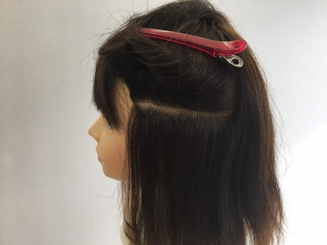髪の毛を分け取った写真