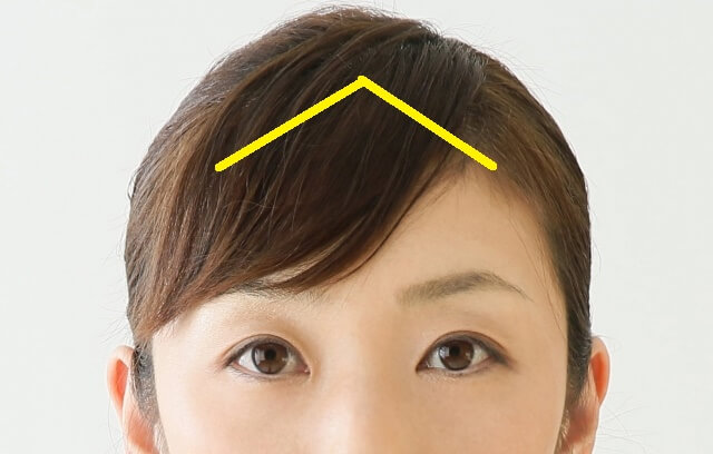 軽めの前髪の取り方を示した写真